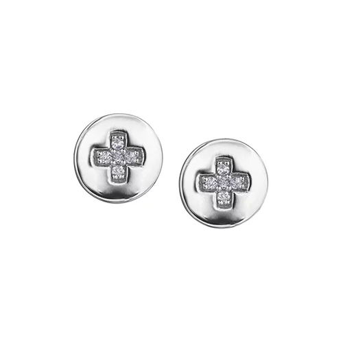 Diamond Button Stud Earrings in 10K (0.05 CT. T.W.) - Silver