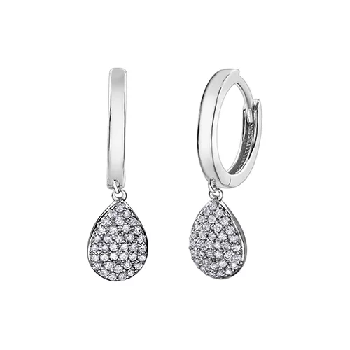 Diamond Leverback Earrings in 10K White Gold (0.3 CT. T.W.) - Silver