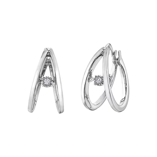 Diamond Hoop Earrings in 10K (0.04 CT. T.W.) - Silver