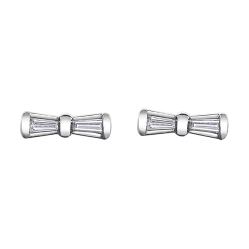 Diamond Bow Stud Earrings in 10K (0.12 CT. T.W.) - Silver