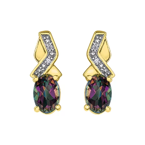 Diamond and Mystic Topaz Earrings in 10K Gold (0.012 CT. T.W.) - Gold