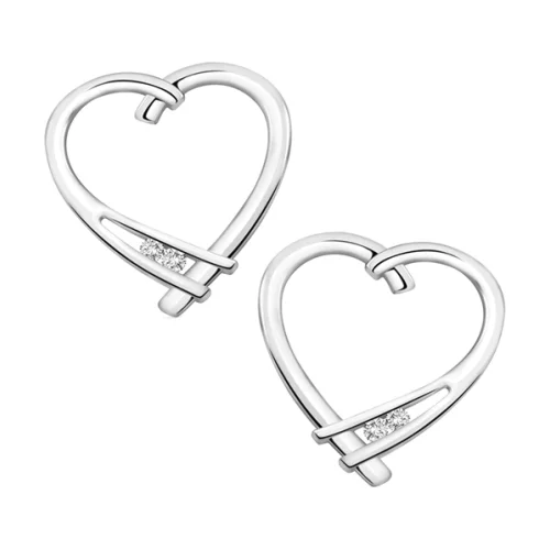 Diamond Accent Heart Stud Earrings in 10K White Gold