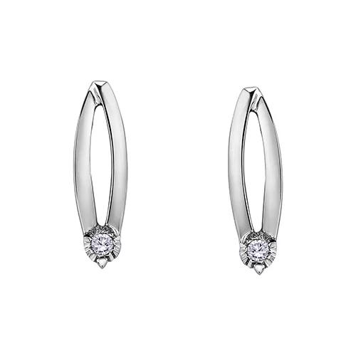 Diamond Earrings in 10K White Gold (0.04 CT. T.W.) - Silver