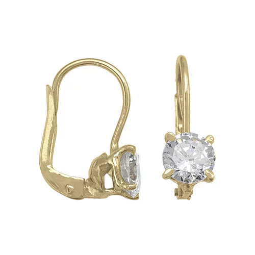 10K Gold Cubic Zirconia Hoop Earrings - 1.6gm