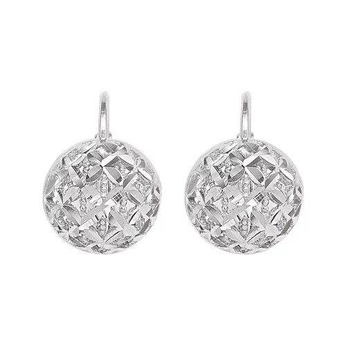18K Silver Round Drop Earrings