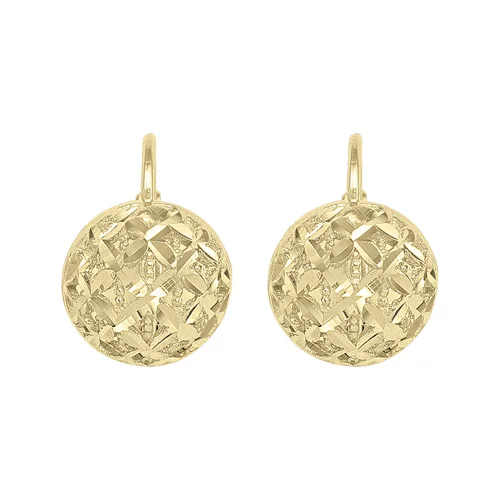 18K Gold Round Drop Earrings
