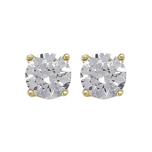 10K Gold Cubic Zirconia Stud Earrings - 1.3gm