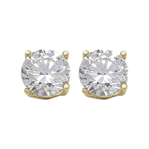 10K Gold Cubic Zirconia Stud Earrings - 1.7gm