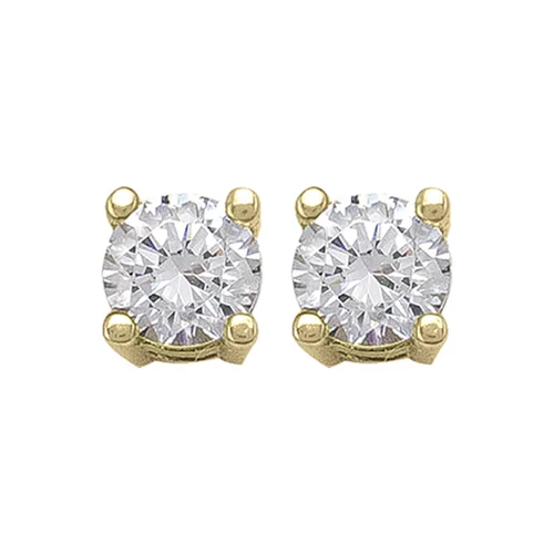 10K Gold Cubic Zirconia Stud Earrings - 1.1gm
