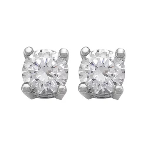 10K Silver Cubic Zirconia Stud Earrings - 1.1gm