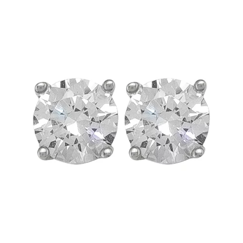 10K Silver Cubic Zirconia Stud Earrings - 1.3gm