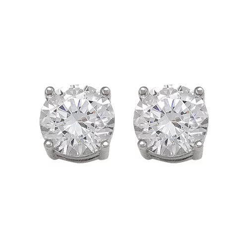 10K Silver Cubic Zirconia Stud Earrings