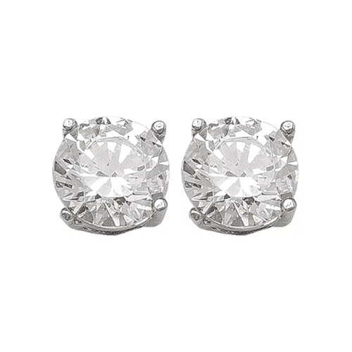 10K Silver Cubic Zirconia Stud Earrings - 1.7gm