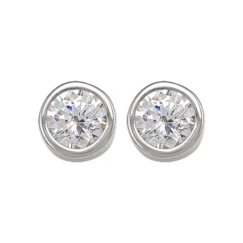 10K Silver Round Cubic Zirconia Stud Earrings - 1.1gm