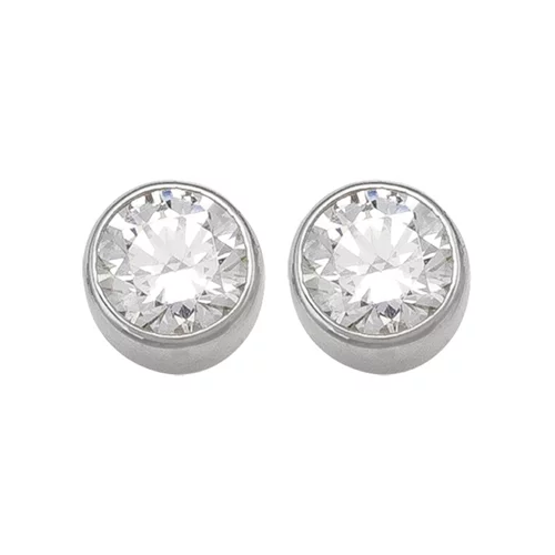 10K Silver Round Cubic Zirconia Stud Earrings - 1.4gm