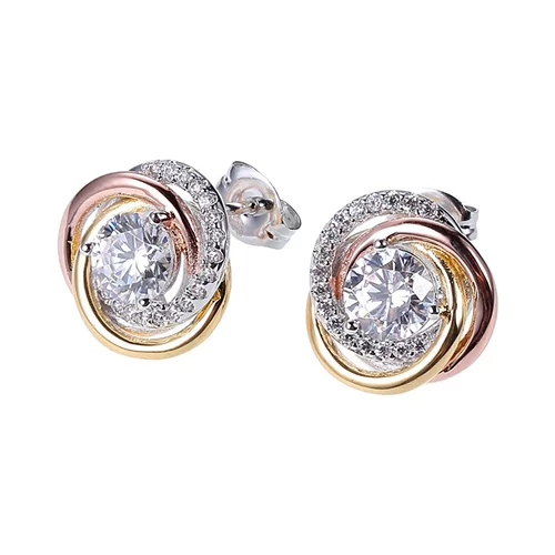 Diamondlite Cubic Zirconia 5.5mm Round Tri-tone Love Knot Earrings
