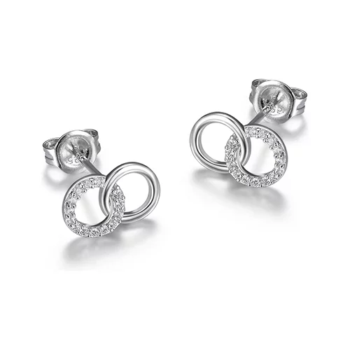 Diamondlite Cubic Zirconia Interlocking Circle Stud Earrings - Silver