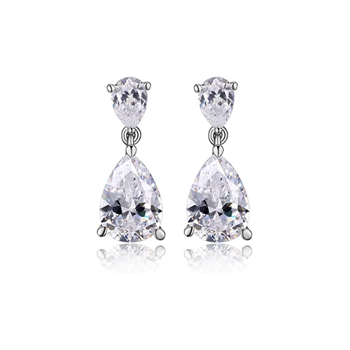 Diamondlite Cubic Zirconia Red Carpet Collection 10x7mm Pear Drop Earrings - Silver