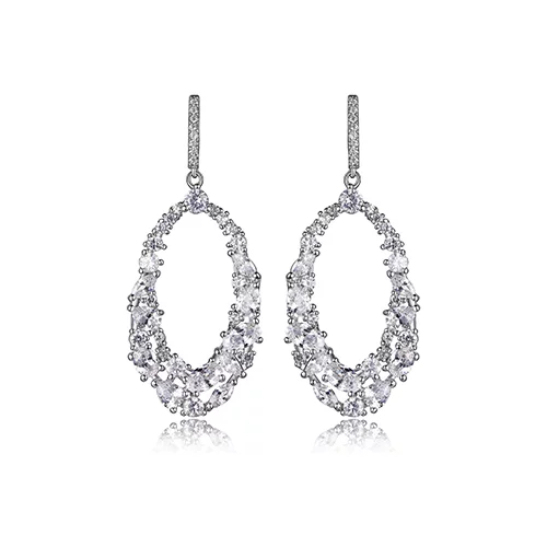 Diamondlite Cubic Zirconia Red Carpet Collection Oval Statement Earrings - Silver