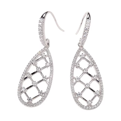 Diamondlite Cubic Zirconia Teardrop Lattice Earrings in Silver