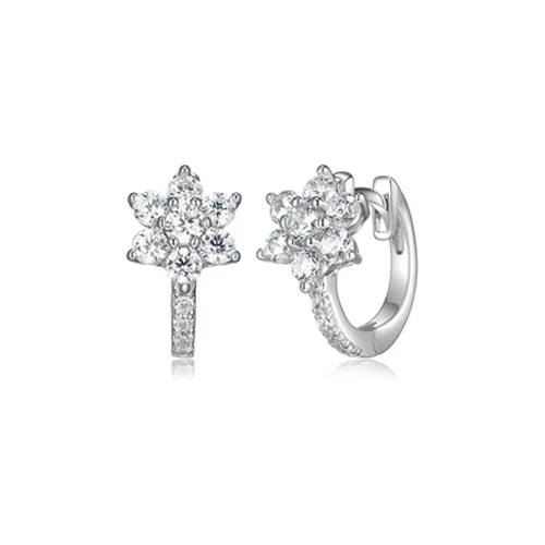 Diamondlite Cubic Zirconia Petite Fleur Huggie Hoop Earrings - Silver