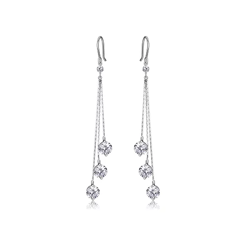 Diamondlite Cubic Zirconia Round Multi-drop Earrings - Silver