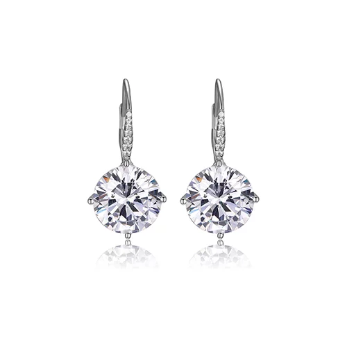 Diamondlite Cubic Zirconia 10mm Round Pavé Leverback Earrings - Silver