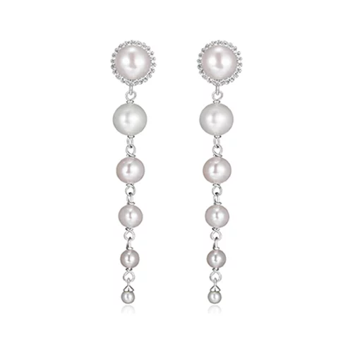 Diamondlite Cubic Zirconia Genuine White Pearl Drop Earrings - SIlver