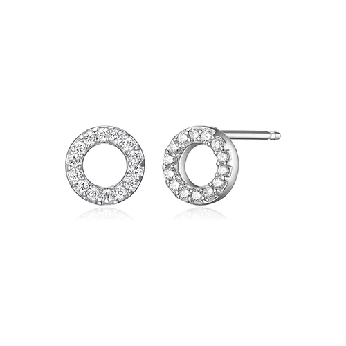 Diamondlite Cubic Zirconia Circle Stud Earrings - Silver