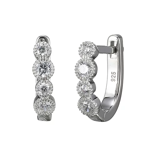 Diamondlite Cubic Zirconia 12.5 x 11mm Huggie Earrings - Silver