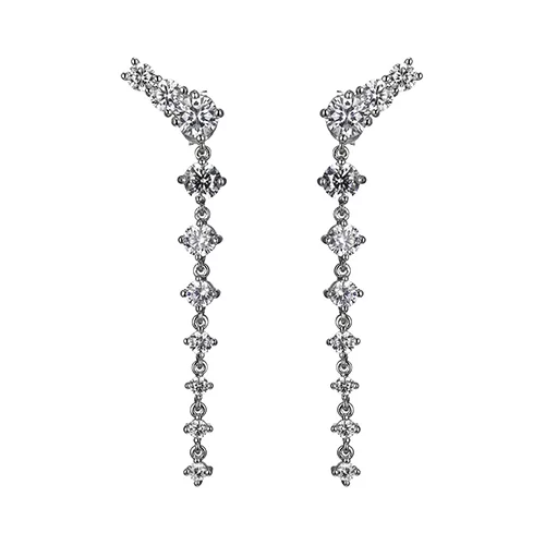 Diamondlite Cubic Zirconia Modern Cascade Drop Earrings - Silver
