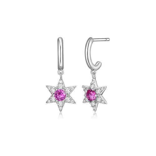 Diamondlite Cubic Zirconia "Mystique" Sapphire Star Earrings - Silver