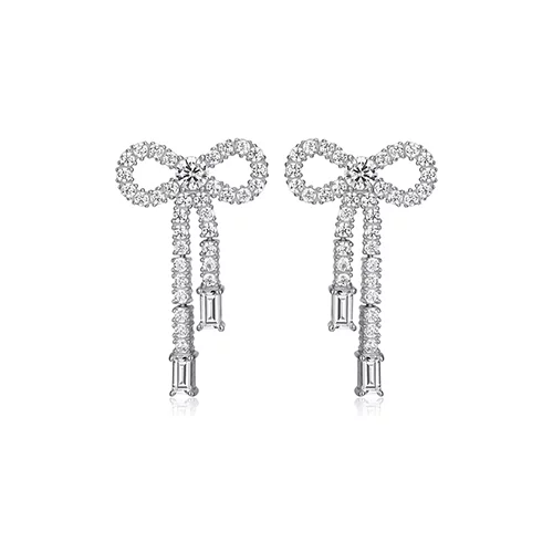 Diamondlite Cubic Zirconia Petite Bow Earrings - Silver