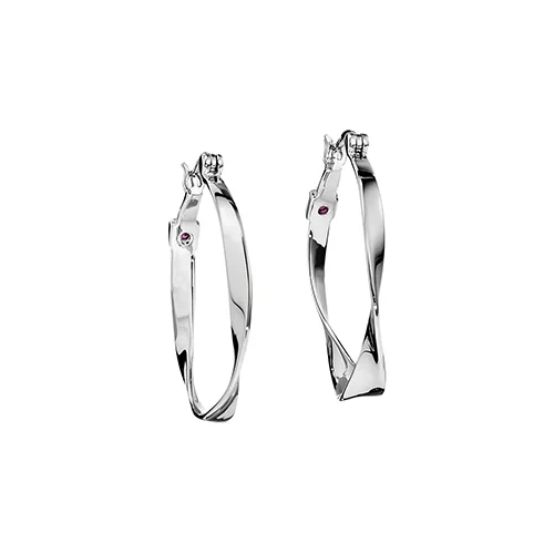 ELLE "Hoops" Sterling Silver Twisted 30mm Hoop Earrings - Silver