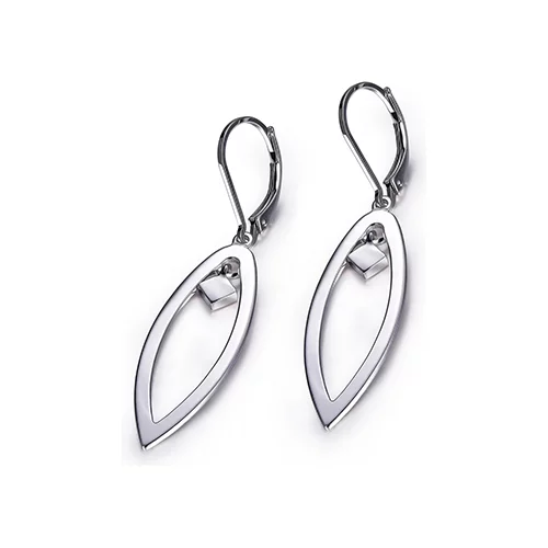 ELLE "Core Essentials " Sterling Silver Marquise Shaped Leverback Earrings - Silver