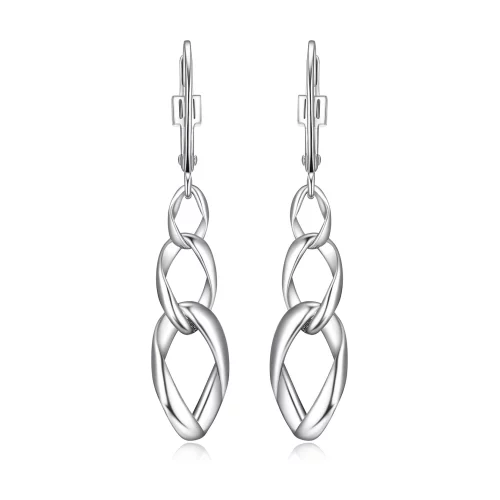 ELLE "Ovation" High Polish Multi-Link Dangle Earrings - Silver