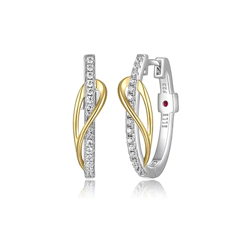 ELLE "Simpatico" 16mm 2 in 1 Hoop with Removable Circle Link Earrings - Silver