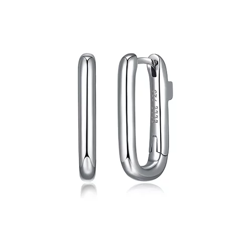 ELLE "Simpatico" 19x11mm Rectangle Small Hoop Earrings - Silver