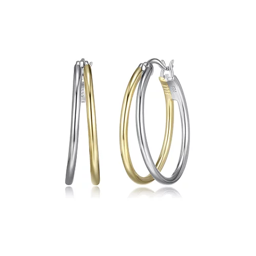 ELLE "Simpatico" 24mm Double Layer Hoop Earrings - Silver and Gold