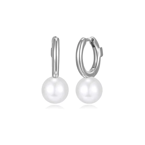 ELLE "Simpatico" 12mm Huggie Hoop with Pearl Earrings - Silver