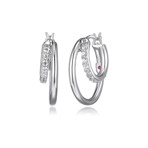 ELLE "Simpatico" 20mm Double Layer Hoop Earrings - Silver