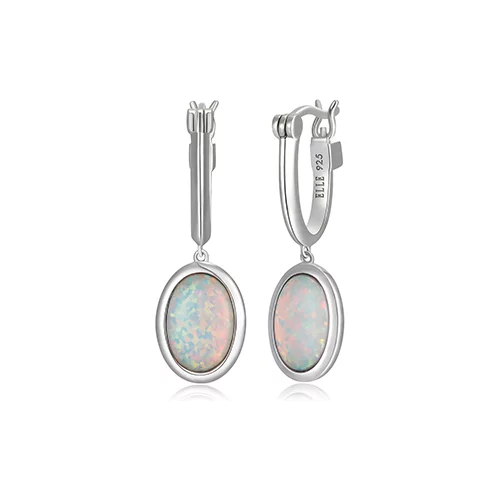 ELLE "Mirage" Opal in Bezel Set Drop Leverback Earrings - Silver