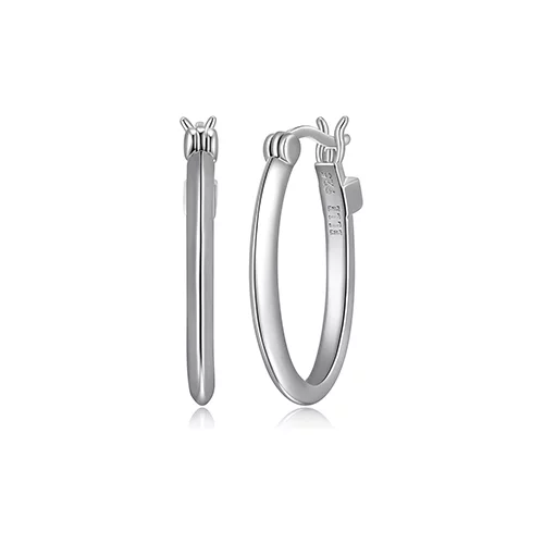 ELLE "Mirage" Oval Hoop Earrings - Silver