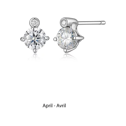 ELLE "Birthstone" April (Moissanite) and Lab Grown Diamond Earrings