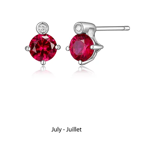 ELLE "Birthstone" July (Ruby) and Lab Grown Diamond Earrings