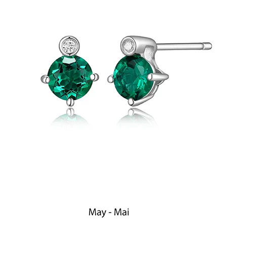 ELLE "Birthstone" May (Emerald) and Lab Grown Diamond Earrings