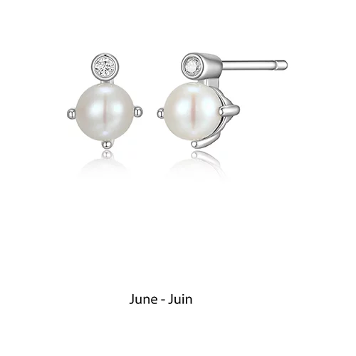 ELLE "Birthstone" June (Pearl) and Lab Grown Diamond Earrings