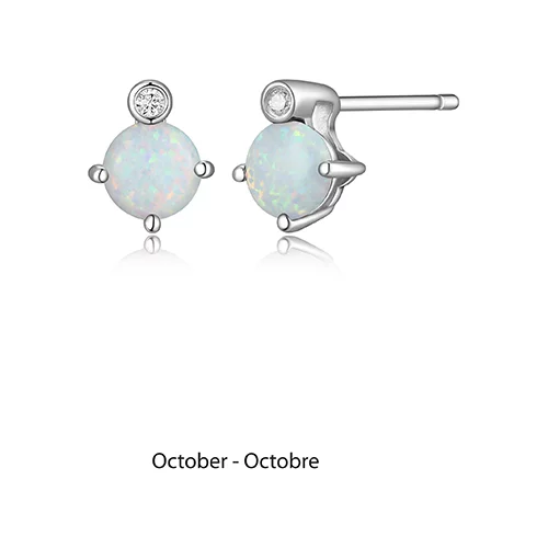 ELLE "Birthstone" October (Opal) and Lab Grown Diamond Earrings