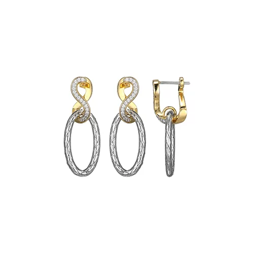 Charles Garnier Sterling Silver "New Mesh" Oval Drop On CZ Infinity Huggie Earrings - Silver & Gold
