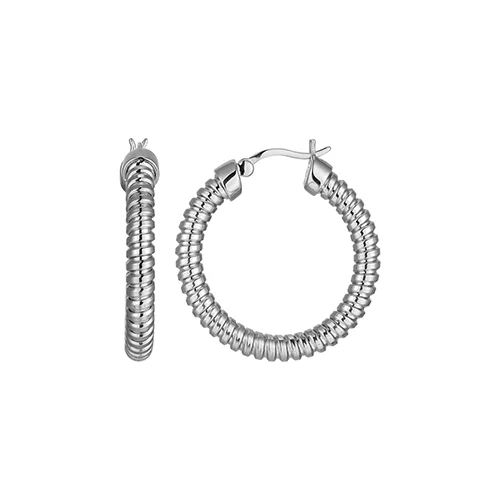 Charles Garnier Sterling Silver "Tubogas" 30mm Hoop Earring with Tube - Silver
